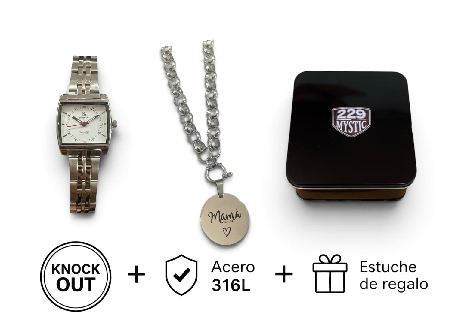 Set Knock Out + Joya Acero D&K + Estuche 011