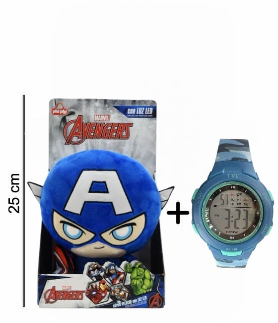 Promo Set Peluche con Luz licencia ORIGINAL + Reloj TIME niño cronoalarma 3 ATM - 25