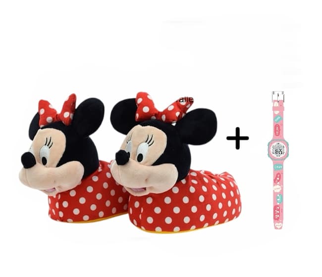 Promo Set Pantuflas licencia ORIGINAL + Reloj TIME niño cronoalarma 3 ATM - 12