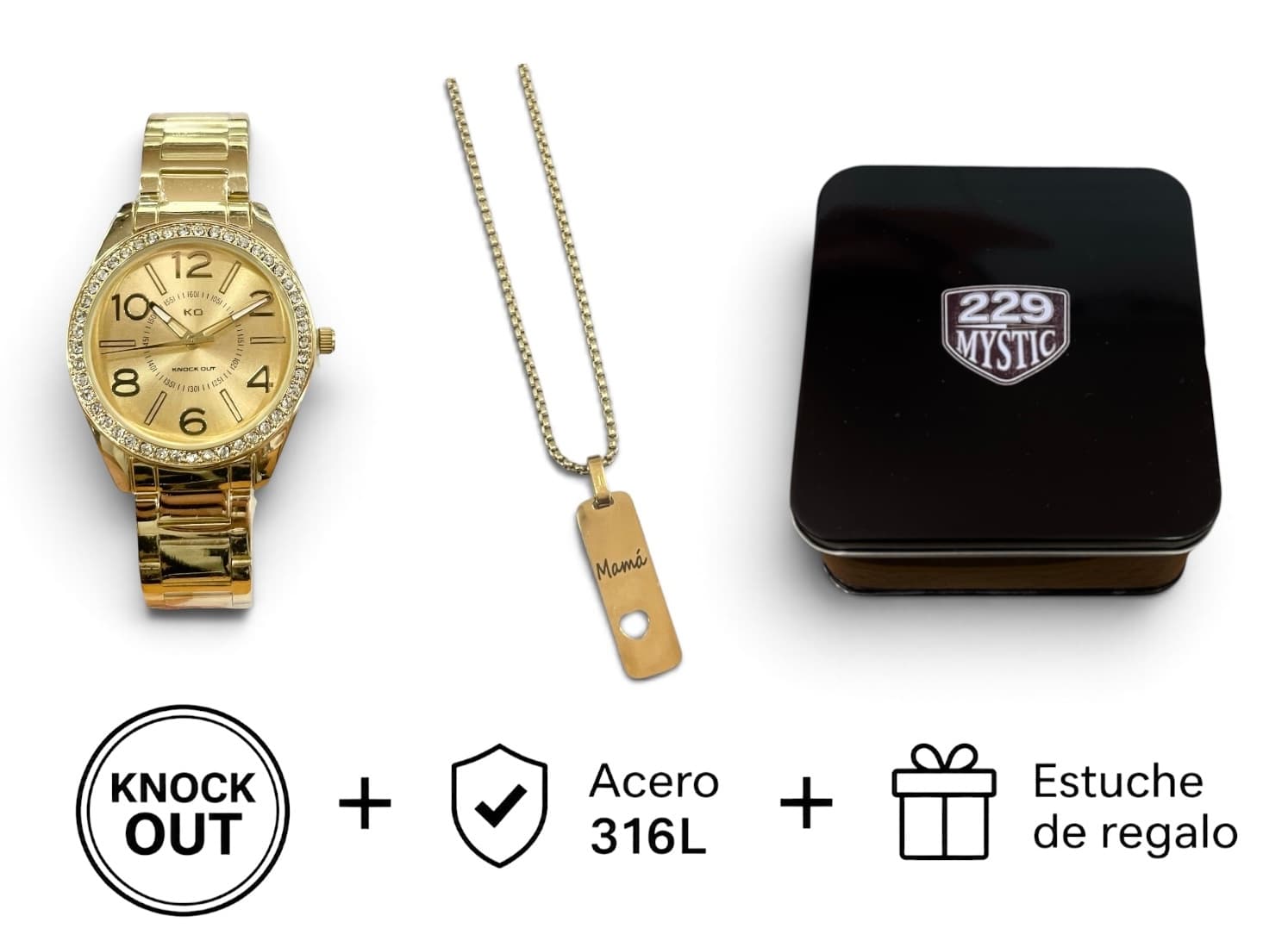Set Knock Out + Joya Acero D&K + Estuche 007