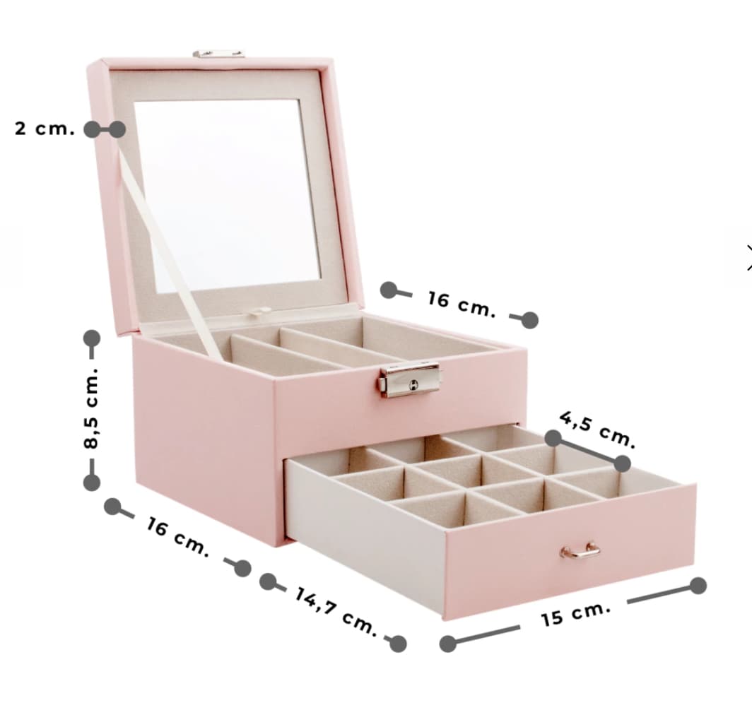 Alhajero Eco Cuero Con Cajón, Espejo y Cerradura - 3