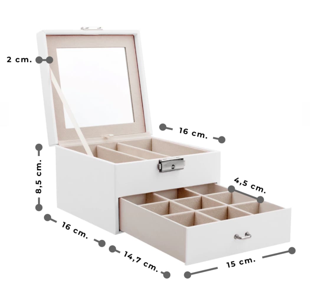 Alhajero Eco Cuero Con Cajón, Espejo y Cerradura - 1