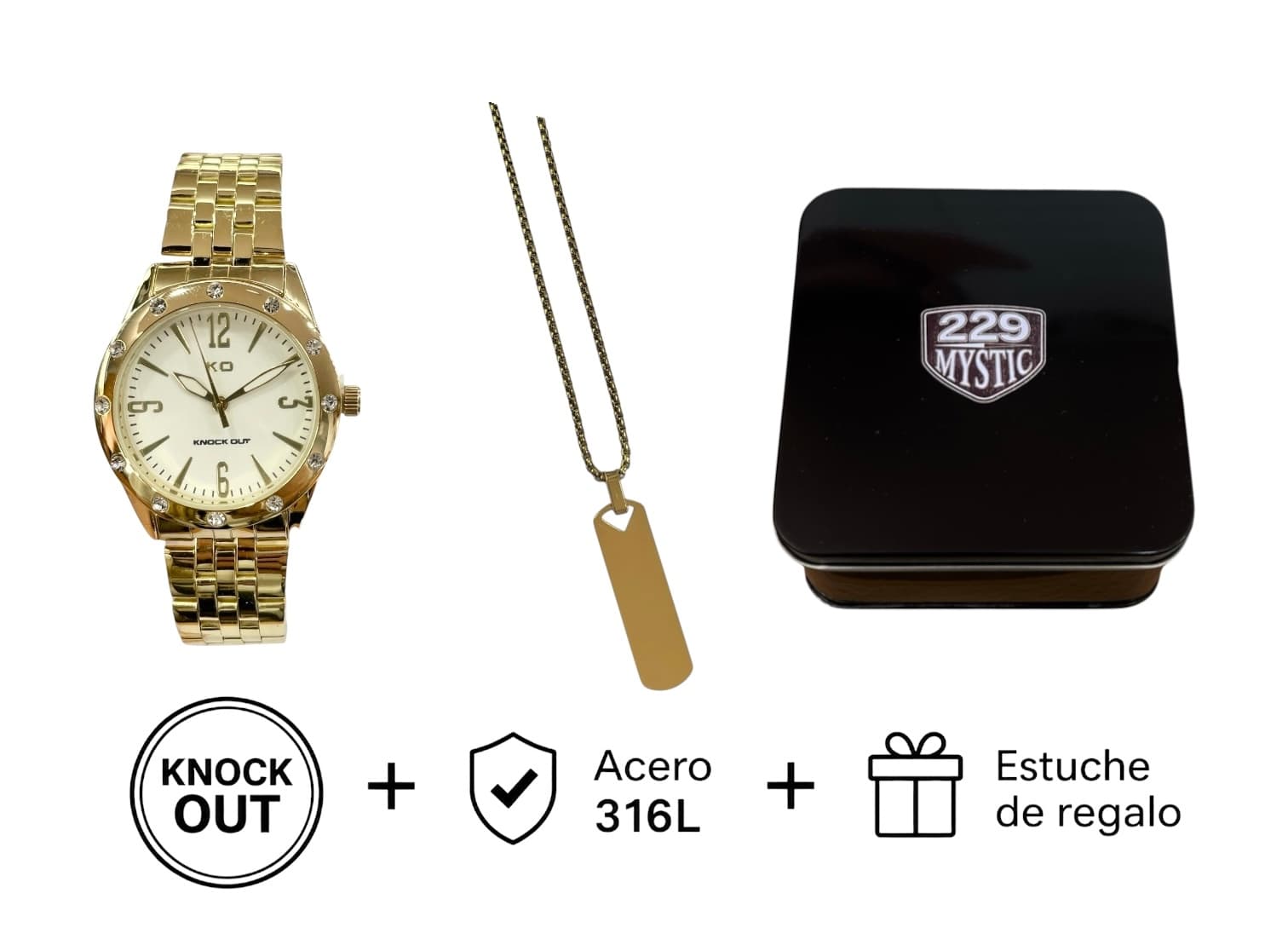 Set Knock Out + Joya Acero D&K + Estuche 006