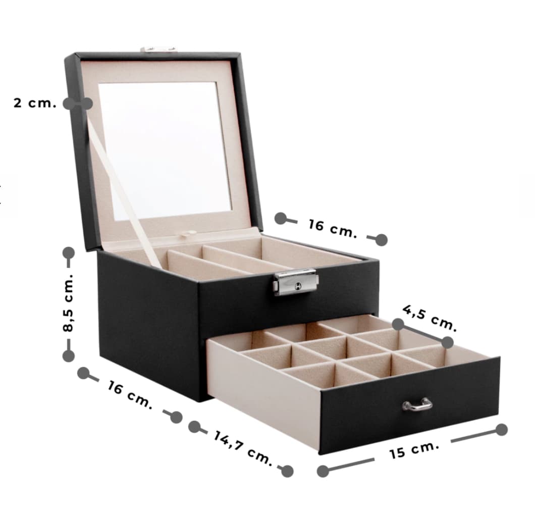 Alhajero Eco Cuero Con Cajón, Espejo y Cerradura - 2