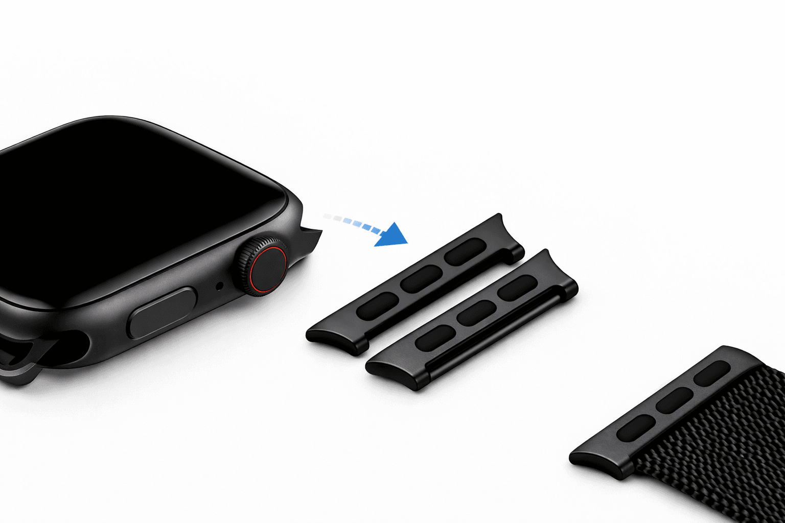 ADAPTADOR MALLA SMART 38/40/41 A 22MM NEGRO x 5 pares (10 unidades)