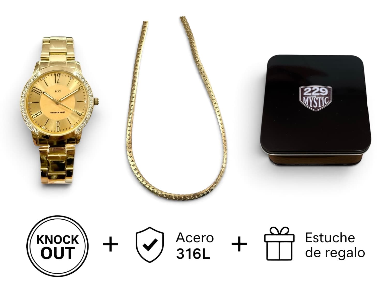 Set Knock Out + Joya Acero D&K + Estuche 001