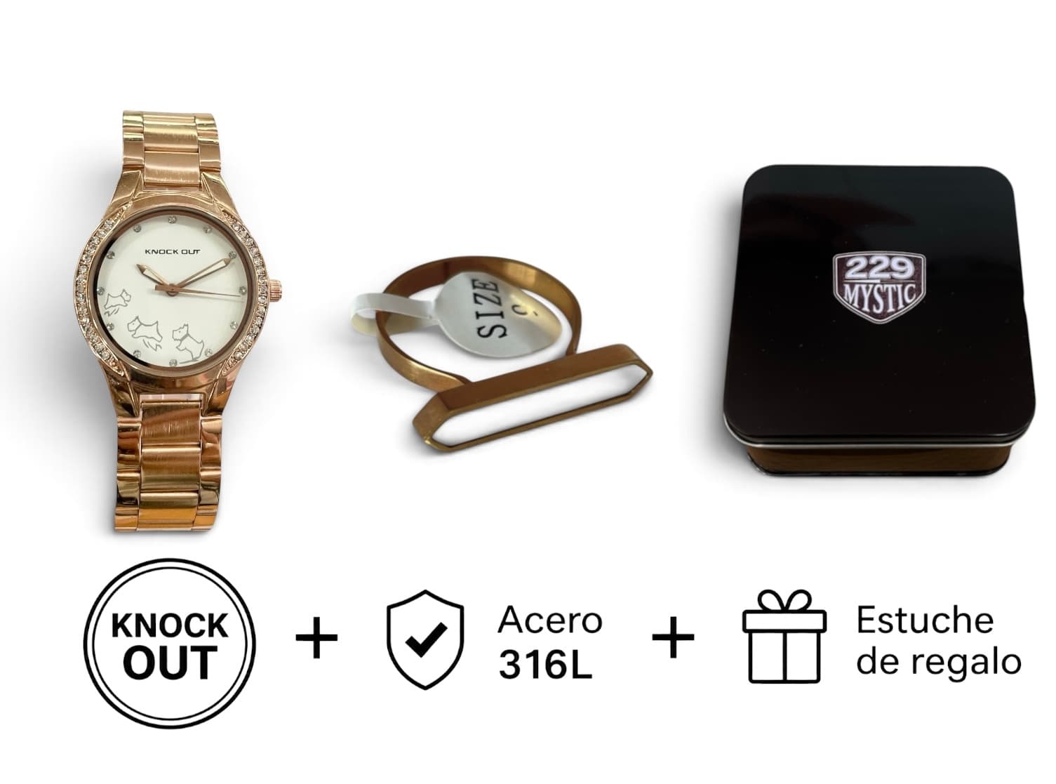 Set Knock Out + Joya Acero D&K + Estuche 008