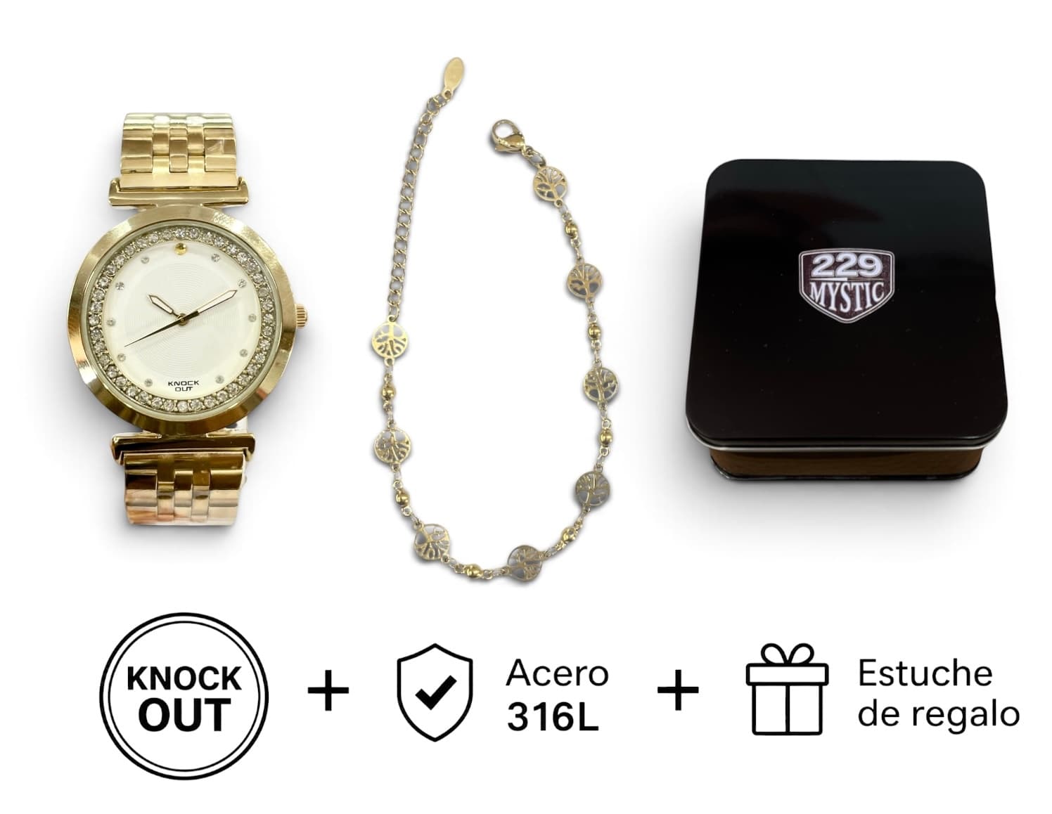 Set Knock Out + Joya Acero D&K + Estuche 005