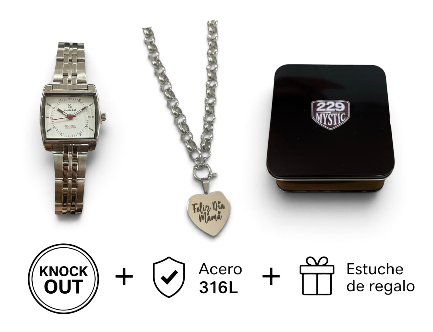 Set Knock Out + Joya Acero D&K + Estuche 013