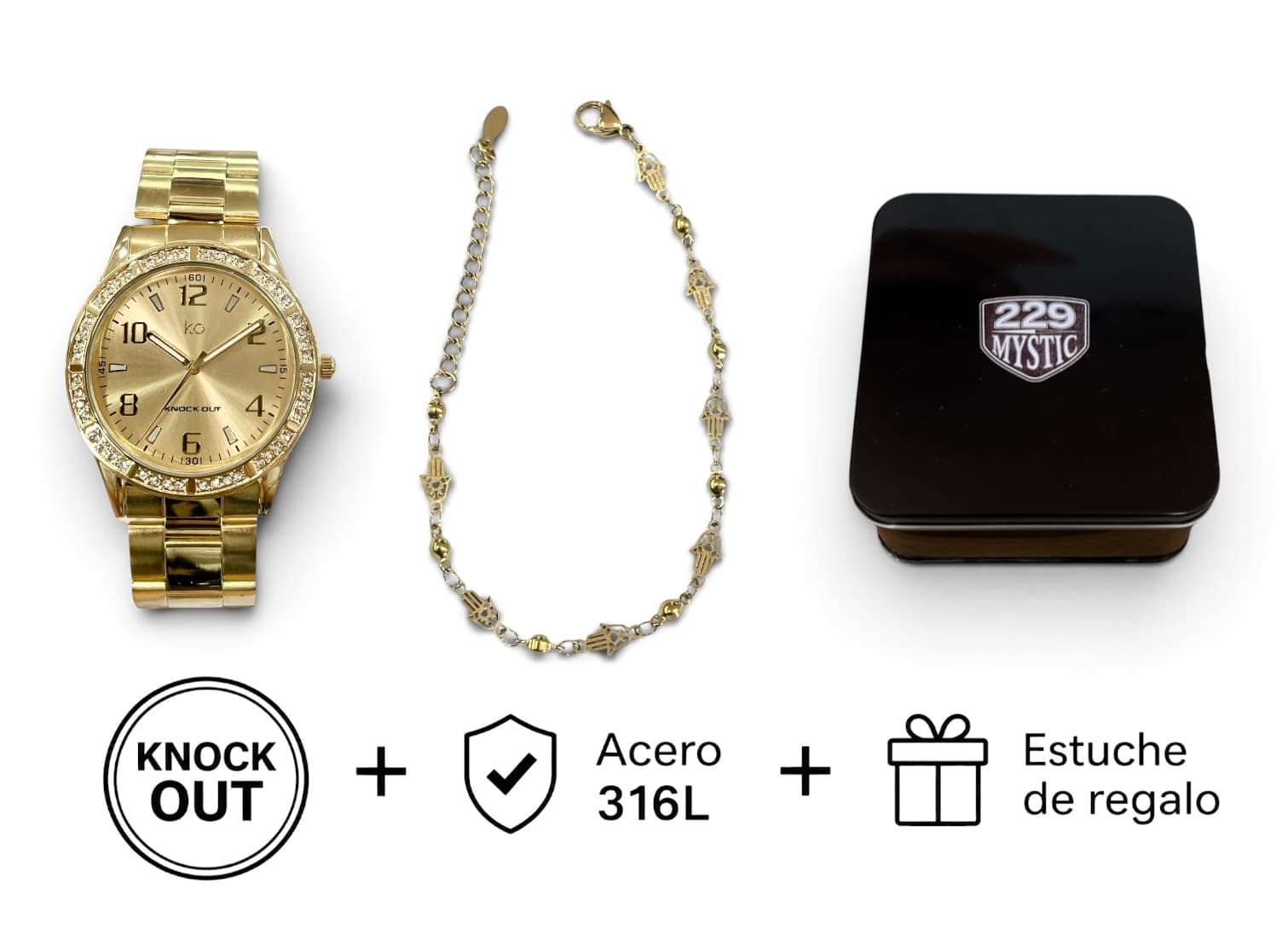 Set Knock Out + Joya Acero D&K + Estuche 004