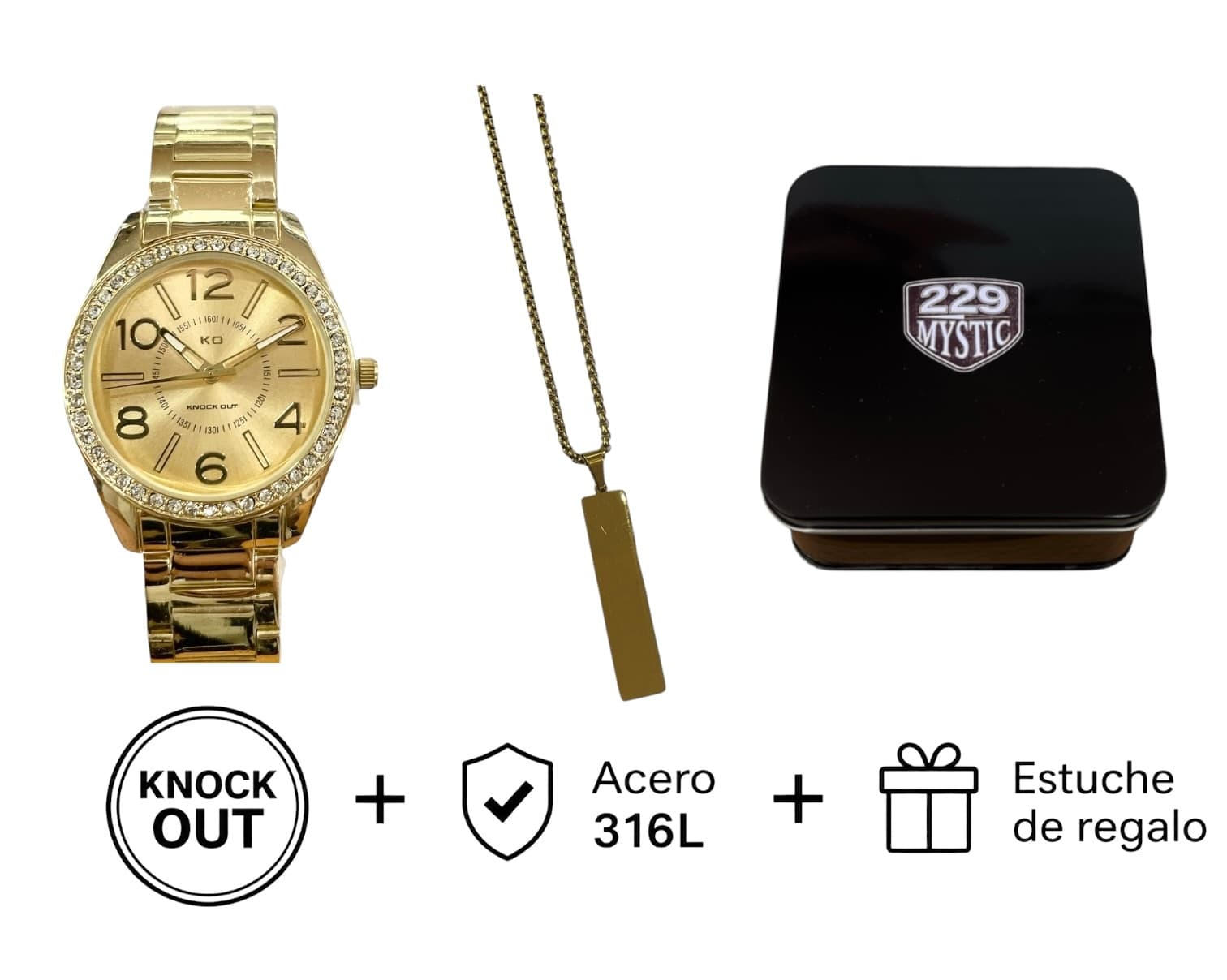 Set Knock Out + Joya Acero D&K + Estuche 007