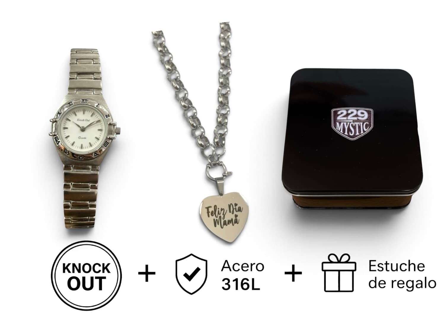 Set Knock Out + Joya Acero D&K + Estuche 012