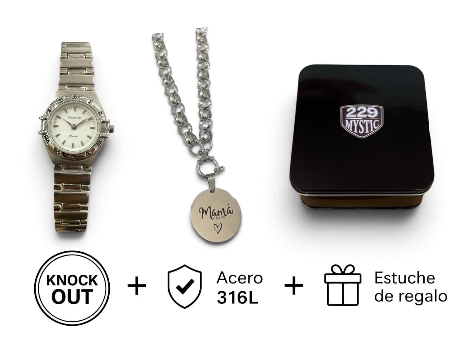 Set Knock Out + Joya Acero D&K + Estuche 010