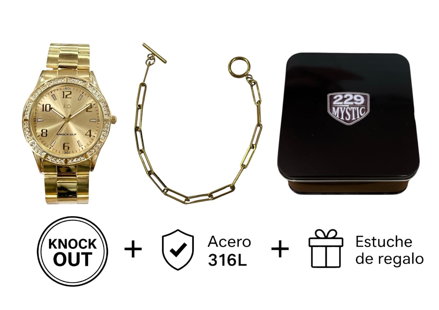 Set Knock Out + Joya Acero D&K + Estuche 004
