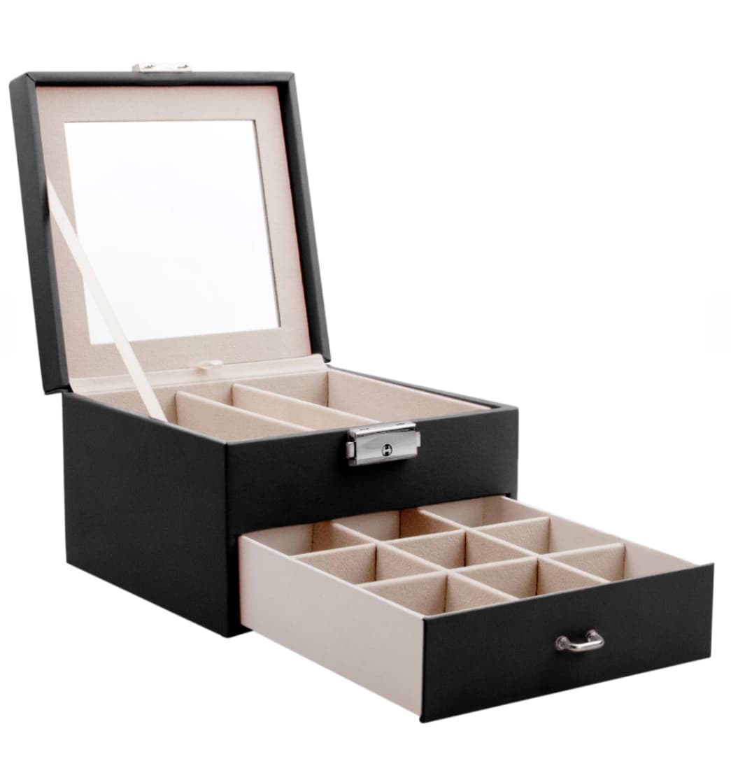 Alhajero Eco Cuero Con Cajón, Espejo y Cerradura - 2