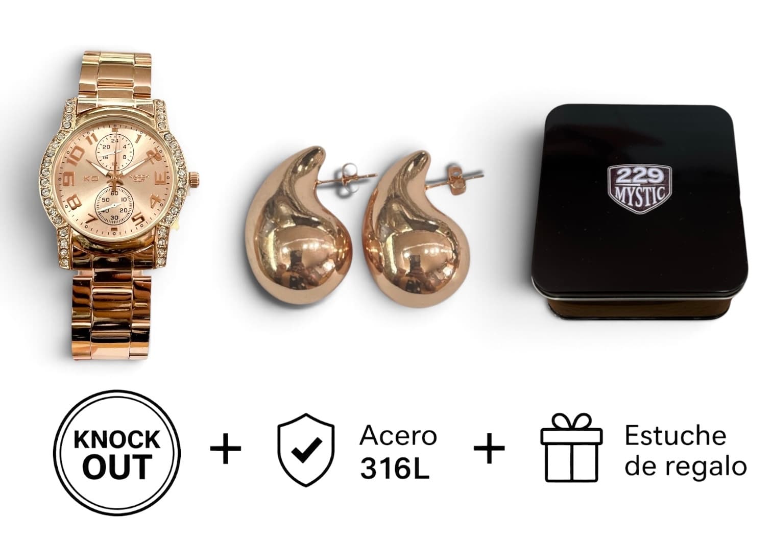 Set Knock Out + Joya Acero D&K + Estuche 009
