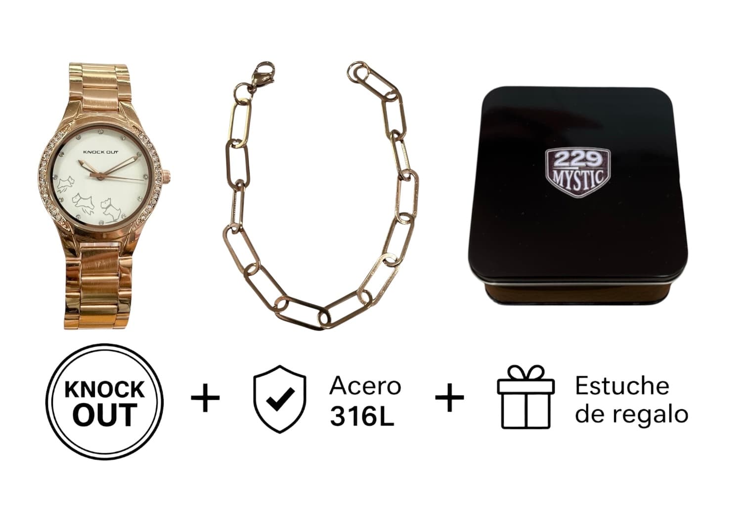Set Knock Out + Joya Acero D&K + Estuche 008
