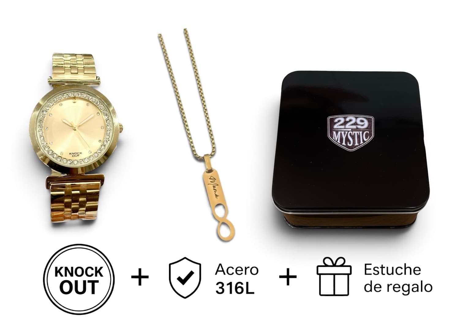 Set Knock Out + Joya Acero D&K + Estuche 006