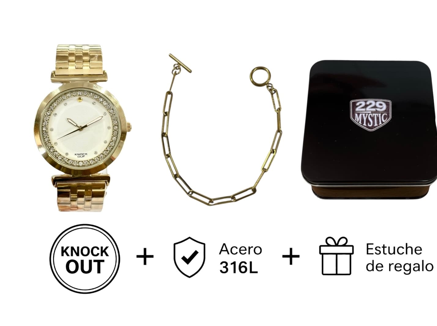 Set Knock Out + Joya Acero D&K + Estuche 005