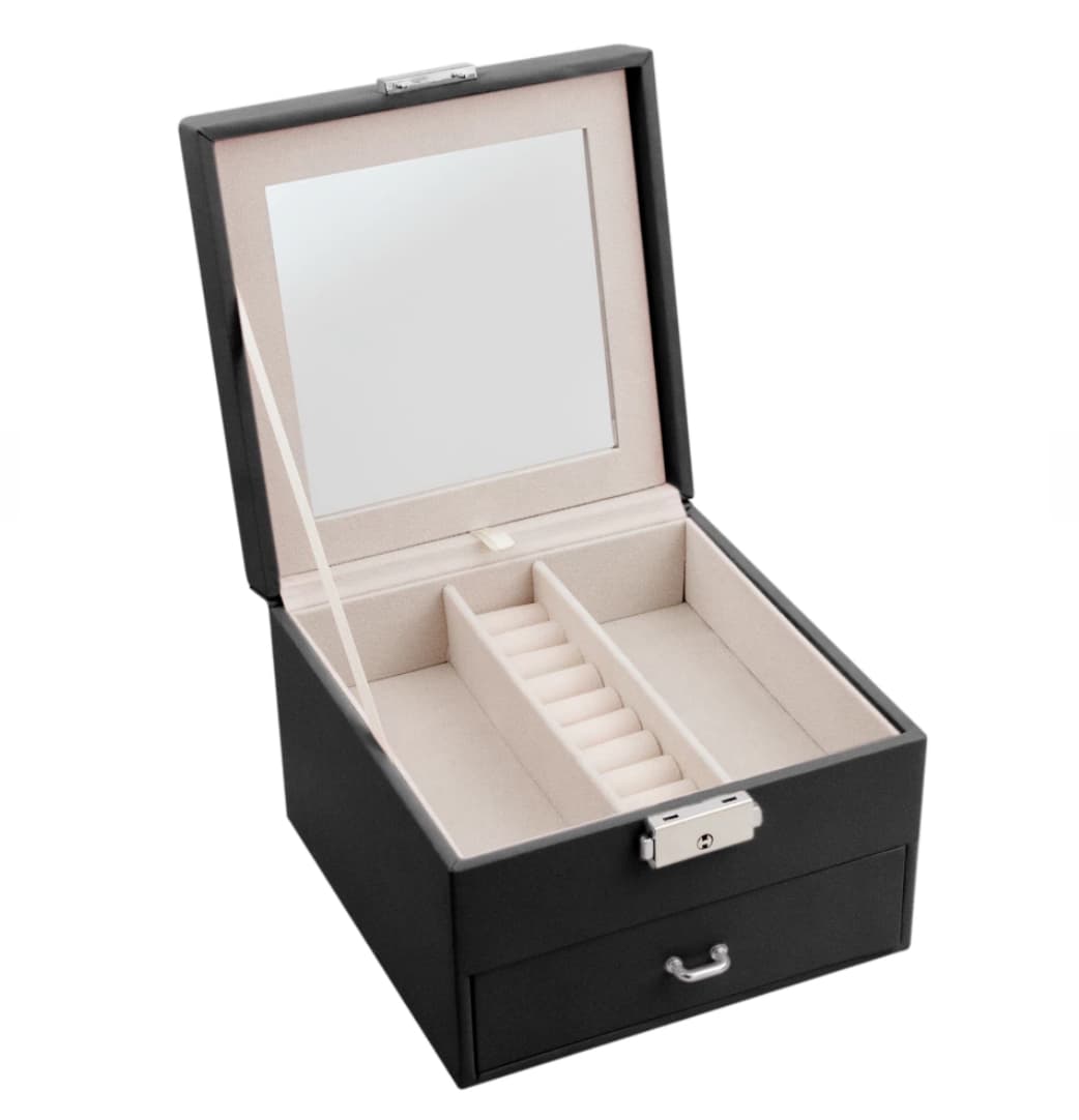 Alhajero Eco Cuero Con Cajón, Espejo y Cerradura - 2